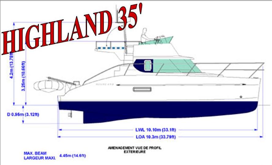 trawler highland 35 power catamaran