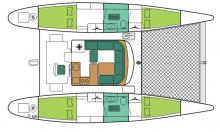 Boat layout - Edel Catamarans Edel Cat 35, Used (1989) - Martinique (Ref 372)