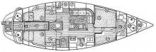 Boat layout - Jeanneau Sun Kiss 47, Used (1988) - Martinique (Ref 413)