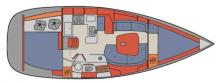 Oceanis 361 : Cabins layout